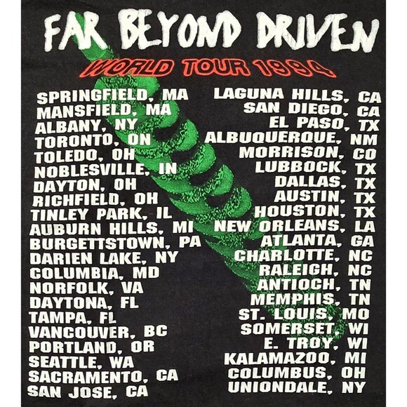 VTG Pantera 1994 Tour Shirt Far Beyond Driven Black XL Single Stitch READ NOTES - Picture 4 of 14